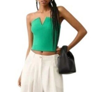 Anthropologie Maeve Large Strapless Corset Top Green NWT